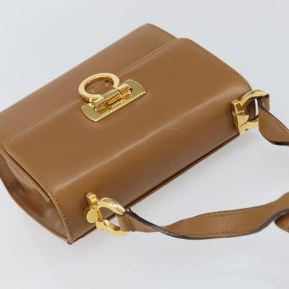Salvatore Ferragamo Gancini Shoulder Bag Leather, BROWN, LEATHER, Shoulder bag