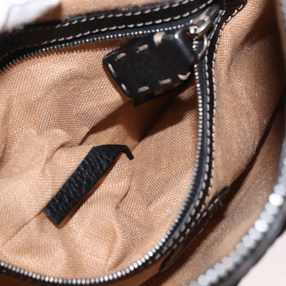Fendi Vintage Selleria Zip Messenger Bag Leather, BLACK, LEATHER, Shoulder bag