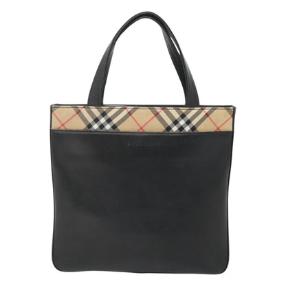 Burberry Nova Check Tote Canvas and Leather, BLACK, LEATHER, Tote bag