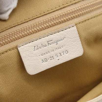 Salvatore Ferragamo Gancini handbag Leather, BEIGE, LEATHER, Handbag