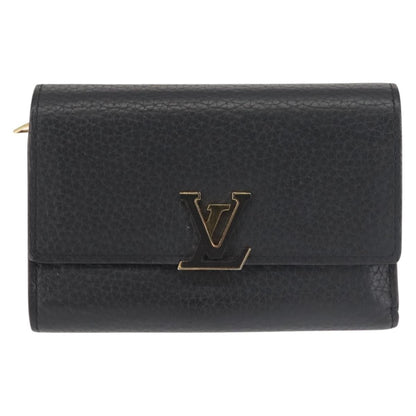 Louis Vuitton Capucines Compact wallet Leather, BLACK, LEATHER, Wallets