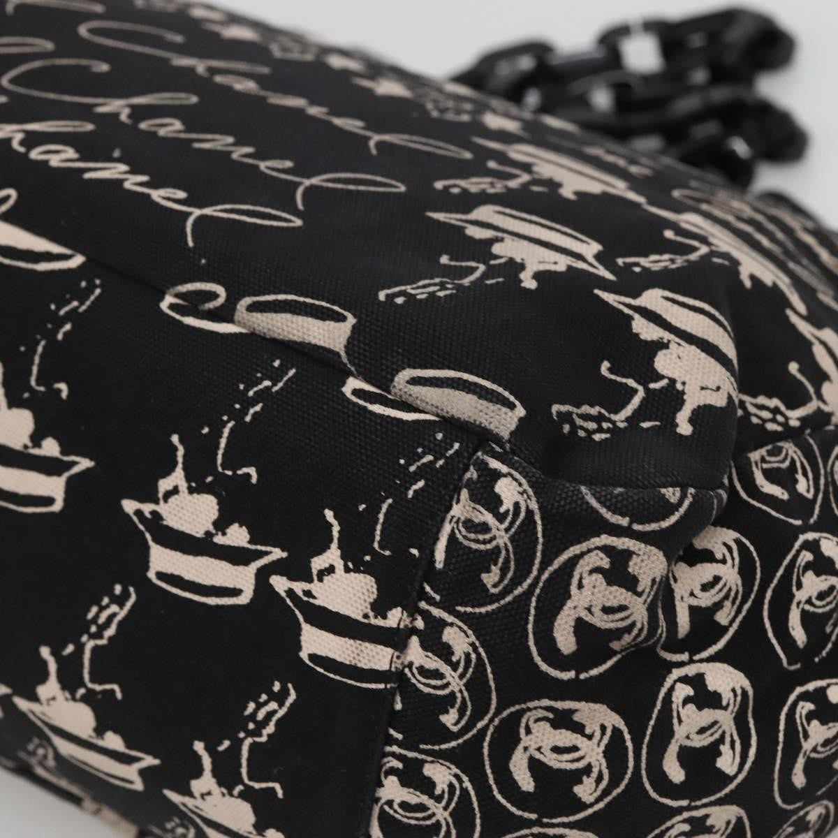 Chanel Resin Tote Printed Canvas, BLACK, CANVAS, Tote bag