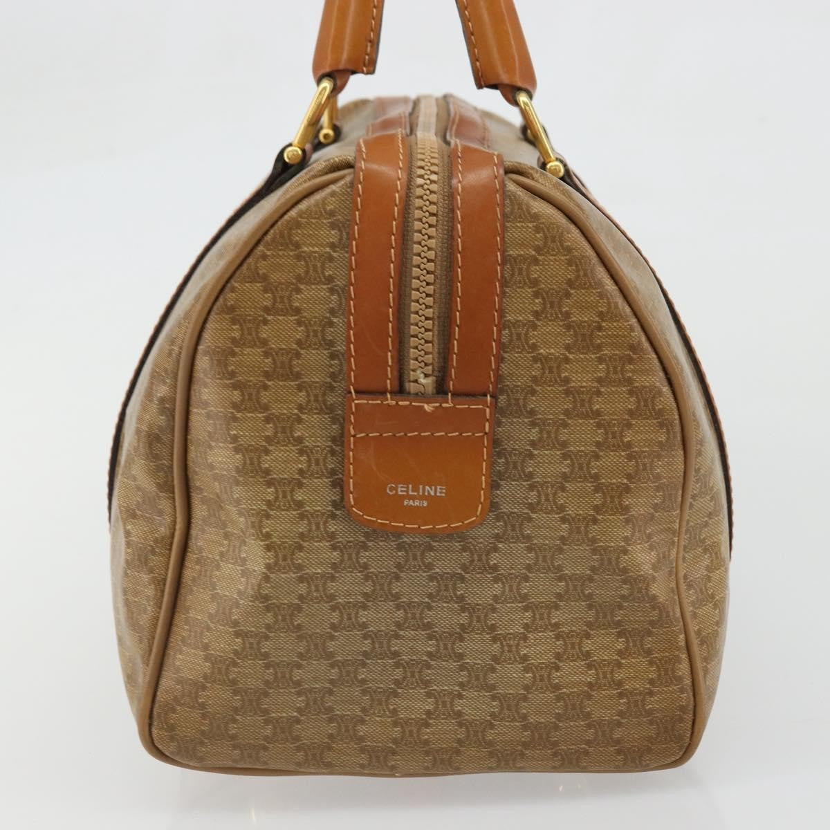Celine Vintage Macadam Handbag Canvas and Leather, Beige, Canvas, Handbag