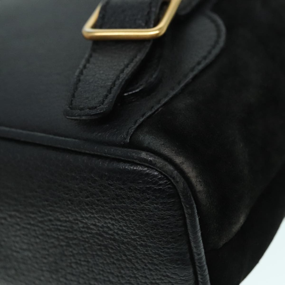 Gucci Vintage Bamboo Backpack Suede, BLACK, SUEDE, Backpack