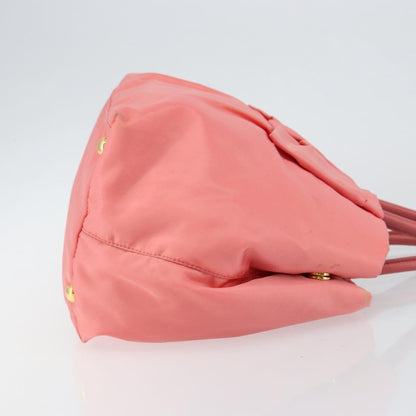Prada Logo Bow Tote Tessuto with Leather, PINK, NYLON, Tote bag