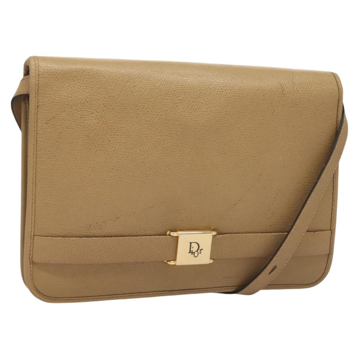Christian Dior Vintage Honeycomb Shoulder Bag Leather, BEIGE, LEATHER, Shoulder bag