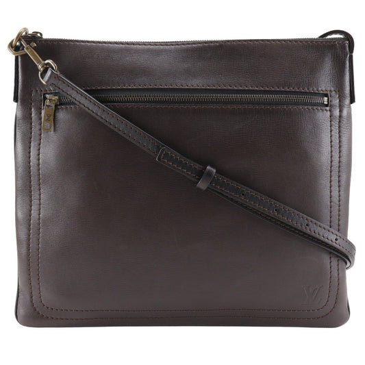 Louis Vuitton Sac Plat Crossbody Bag Utah Leather, BROWN, CALFSKIN, Shoulder bag