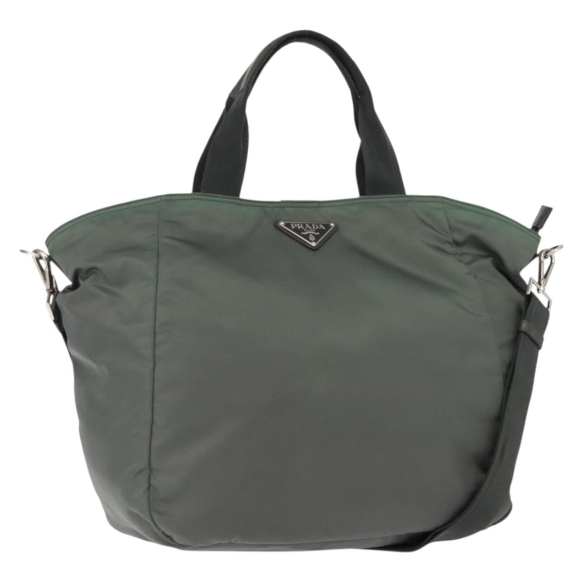 Prada Vela Convertible Tote Tessuto, Khaki, Nylon, Tote Bag