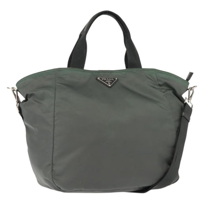 Prada Vela Convertible Tote Tessuto, Khaki, Nylon, Tote Bag