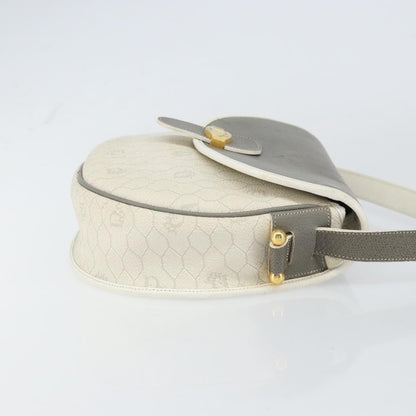 Christian Dior Vintage Honeycomb Flap Crossbody Bag Canvas and Leather, WHITE, CANVAS, Shoulder bag