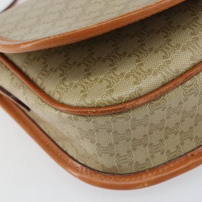 Celine Vintage Macadam Shoulder Bag Canvas and Leather, BEIGE, CANVAS, Shoulder bag