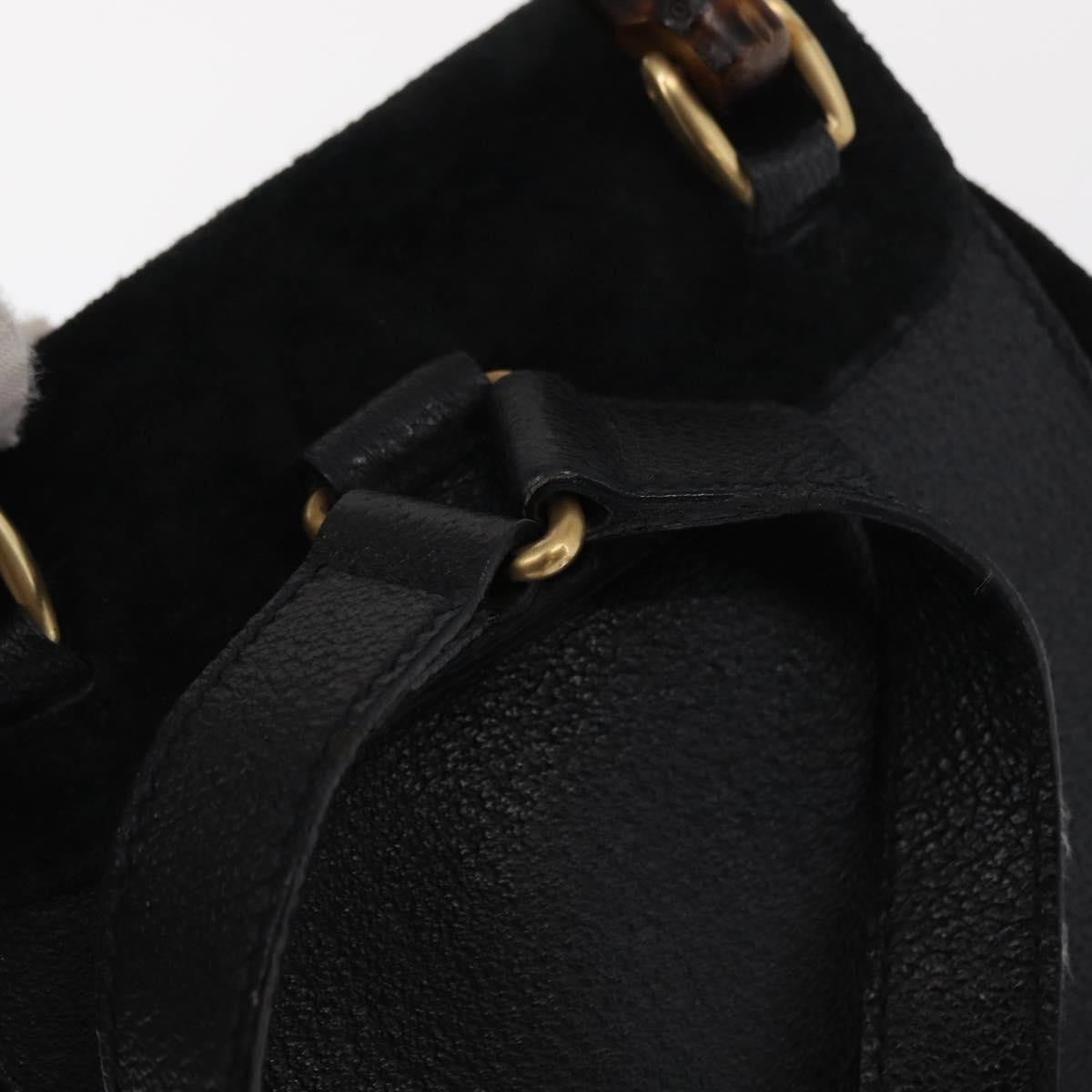 Gucci Vintage Bamboo Backpack Suede, BLACK, SUEDE, Backpack