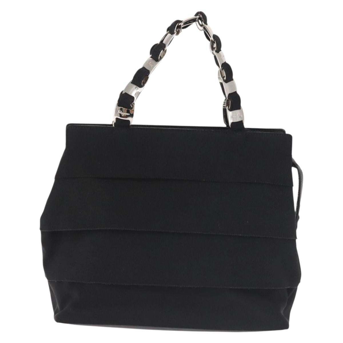 Salvatore Ferragamo Vala Handbag Canvas, BLACK, CANVAS, Handbag