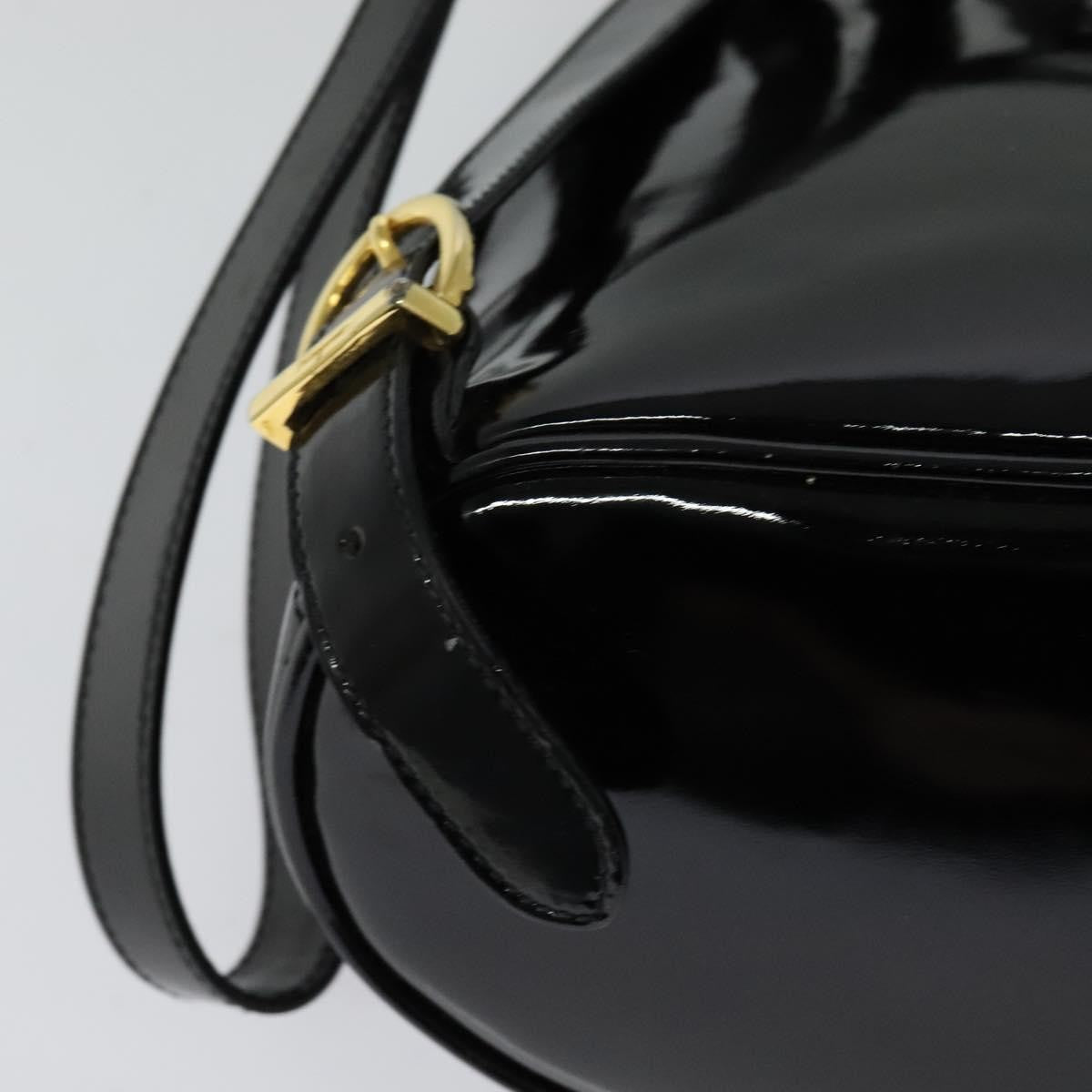 Salvatore Ferragamo Gancini Flap Drawstring Backpack Patent leather, BLACK, PATENT_LEATHER, Backpack