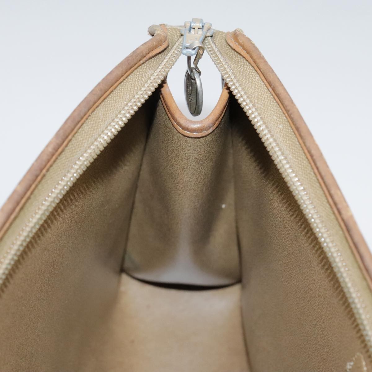 Christian Dior Vintage Honeycomb Zip Pouch Canvas and Leather, BEIGE, CANVAS, Clutche & pouche