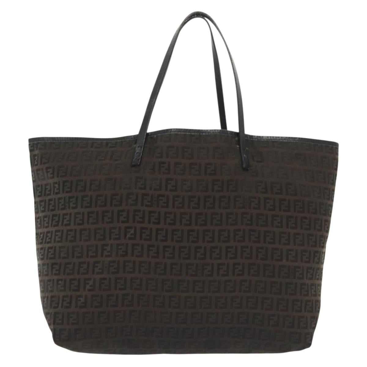 Fendi Roll Tote Zucchino Canvas, BROWN, CANVAS, Tote bag