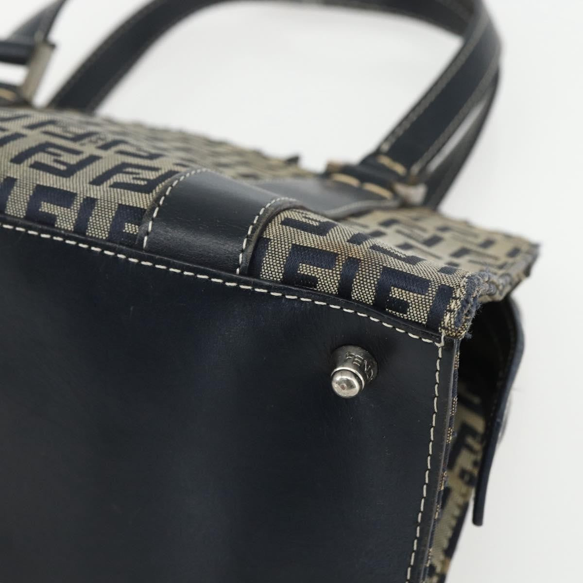 Fendi Vintage Satchel Zucchino Canvas, NAVY, CANVAS, Handbag