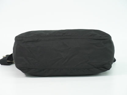 Prada Front Zip Messenger Bag Tessuto, Black, Nylon, Shoulder Bag
