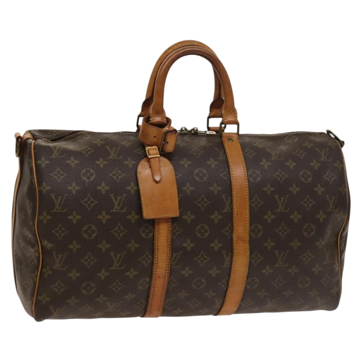 Louis Vuitton Keepall Bandouliere Bag Monogram Canvas, BROWN, CANVAS, Travel bag
