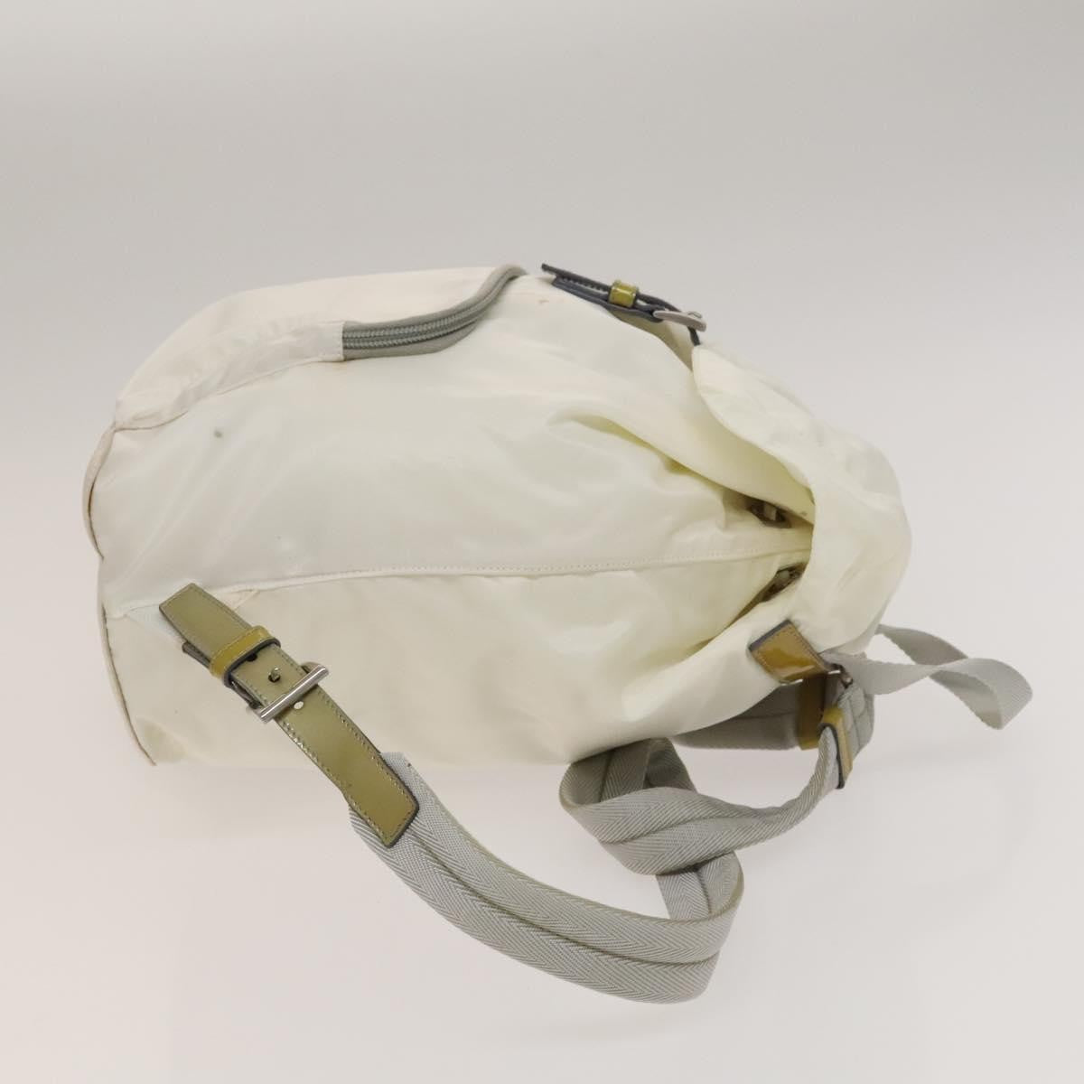 Prada Front Pocket Buckle Backpack Nylon, WHITE, NYLON, Backpack
