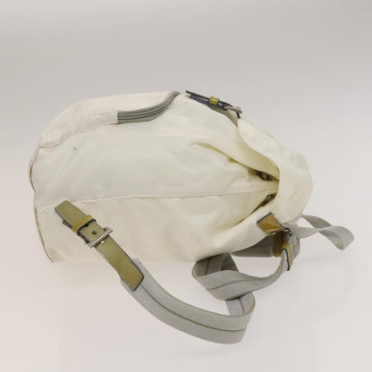 Prada Front Pocket Buckle Backpack Nylon, WHITE, NYLON, Backpack