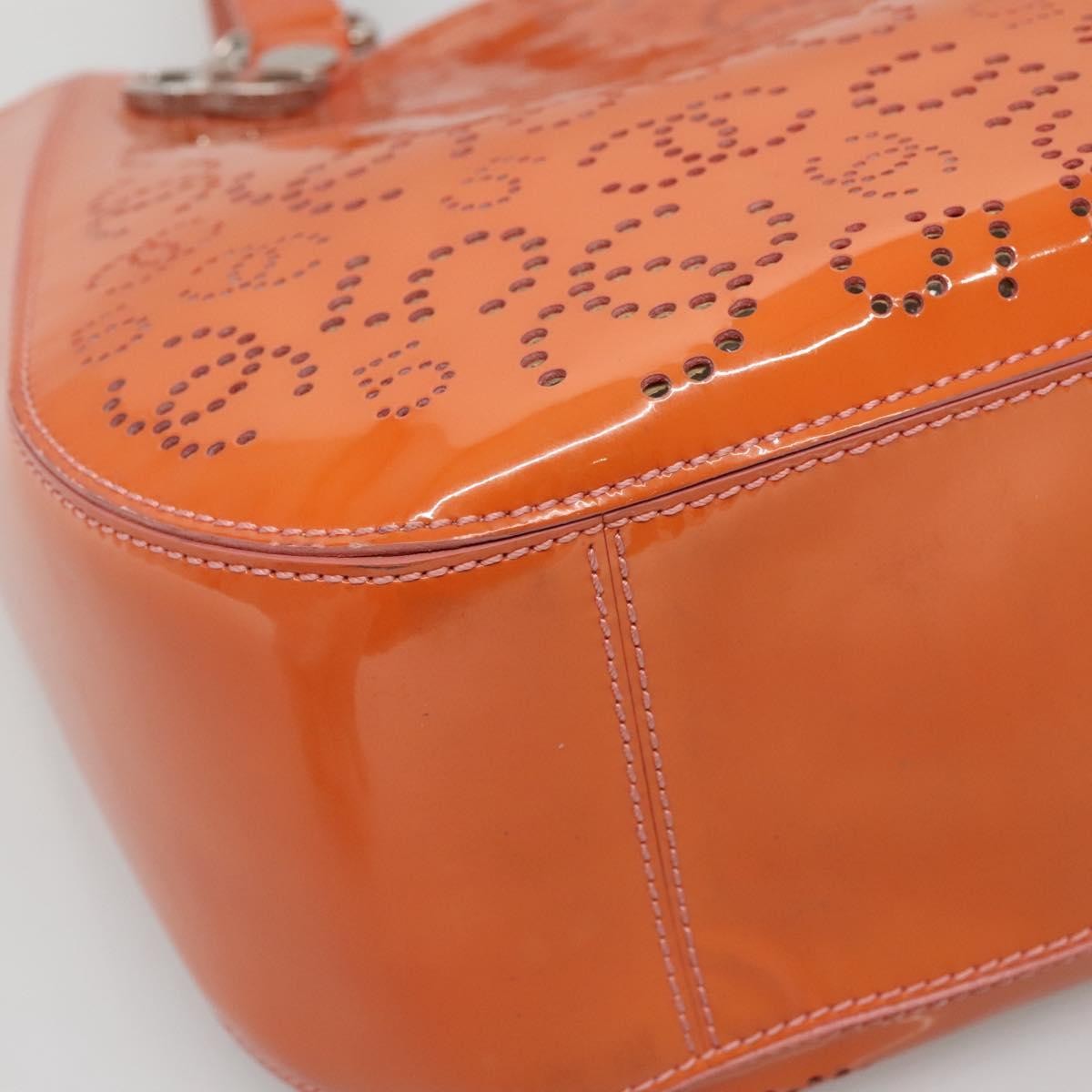 Chanel CC No.5 Shopping Tote Perforated Patent, Orange, Patent Leather, Tote Bag