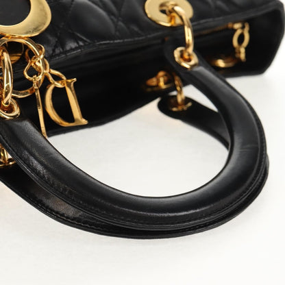 Christian Dior Vintage Lady Dior Bag Cannage Quilt Lambskin, BLACK, LEATHER, Handbag