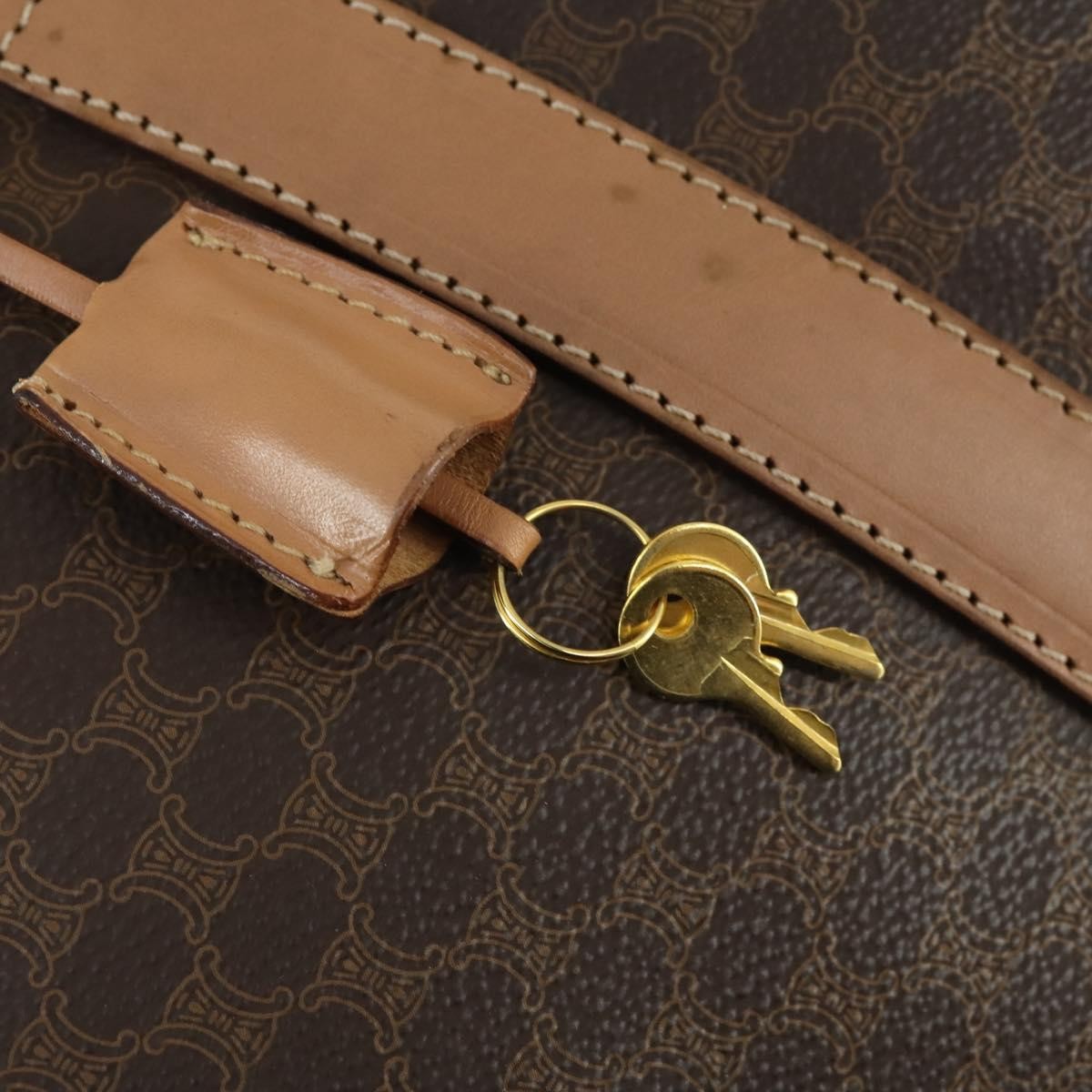 Celine Vintage Duffle Bag Canvas and Leather, BROWN, CANVAS, Travel bag