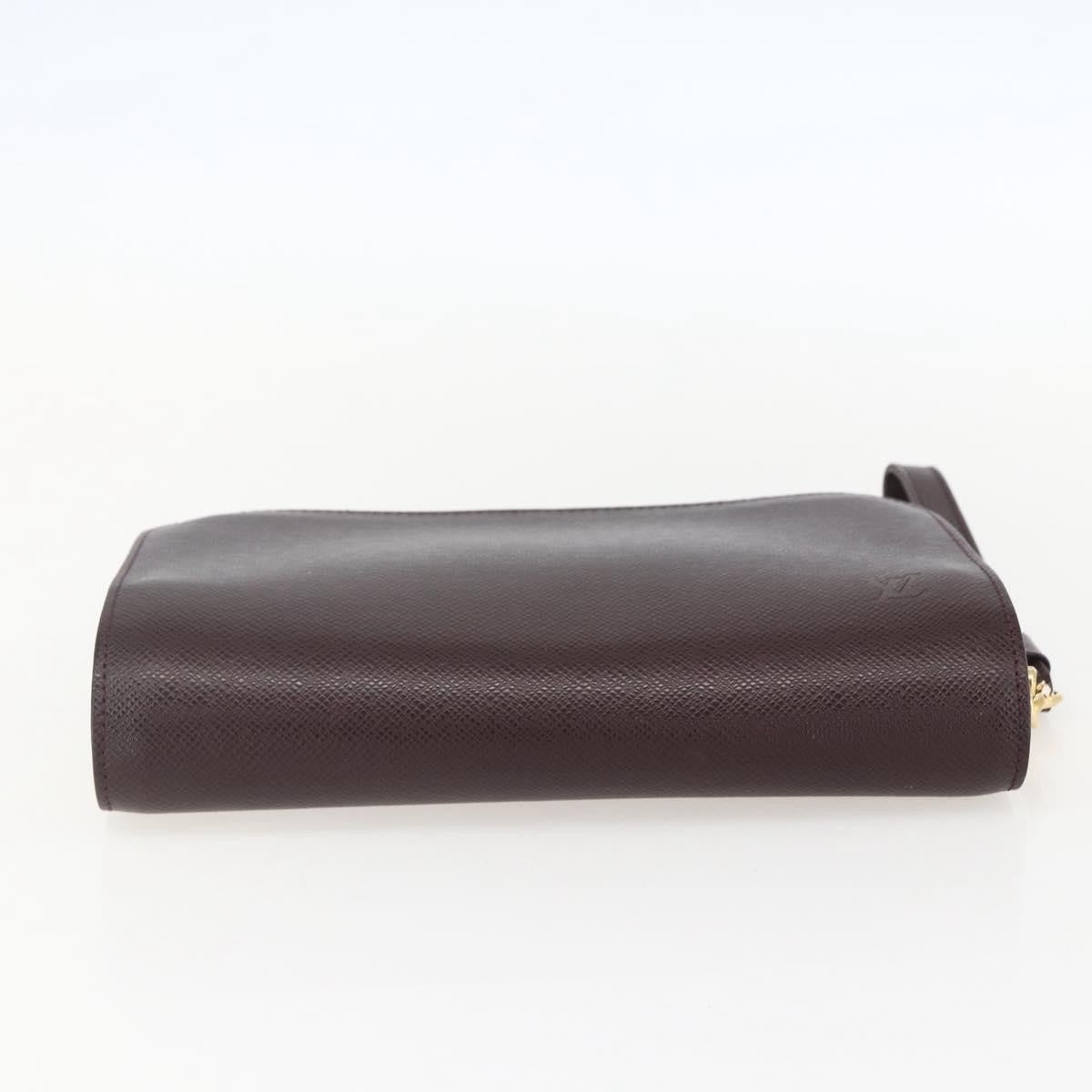 Louis Vuitton Pochette Baikal Clutch Taiga Leather, BROWN, LEATHER, Clutche & pouche