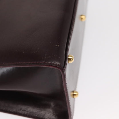 Gucci Vintage Lady Lock Top Handle Bag Leather, BURGUNDY, LEATHER, Handbag