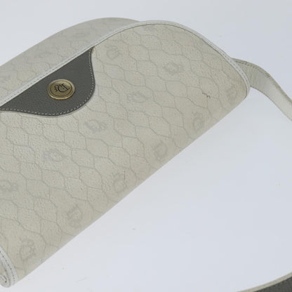 Christian Dior Vintage Honeycomb Flap Crossbody Bag Canvas and Leather, WHITE, CANVAS, Shoulder bag