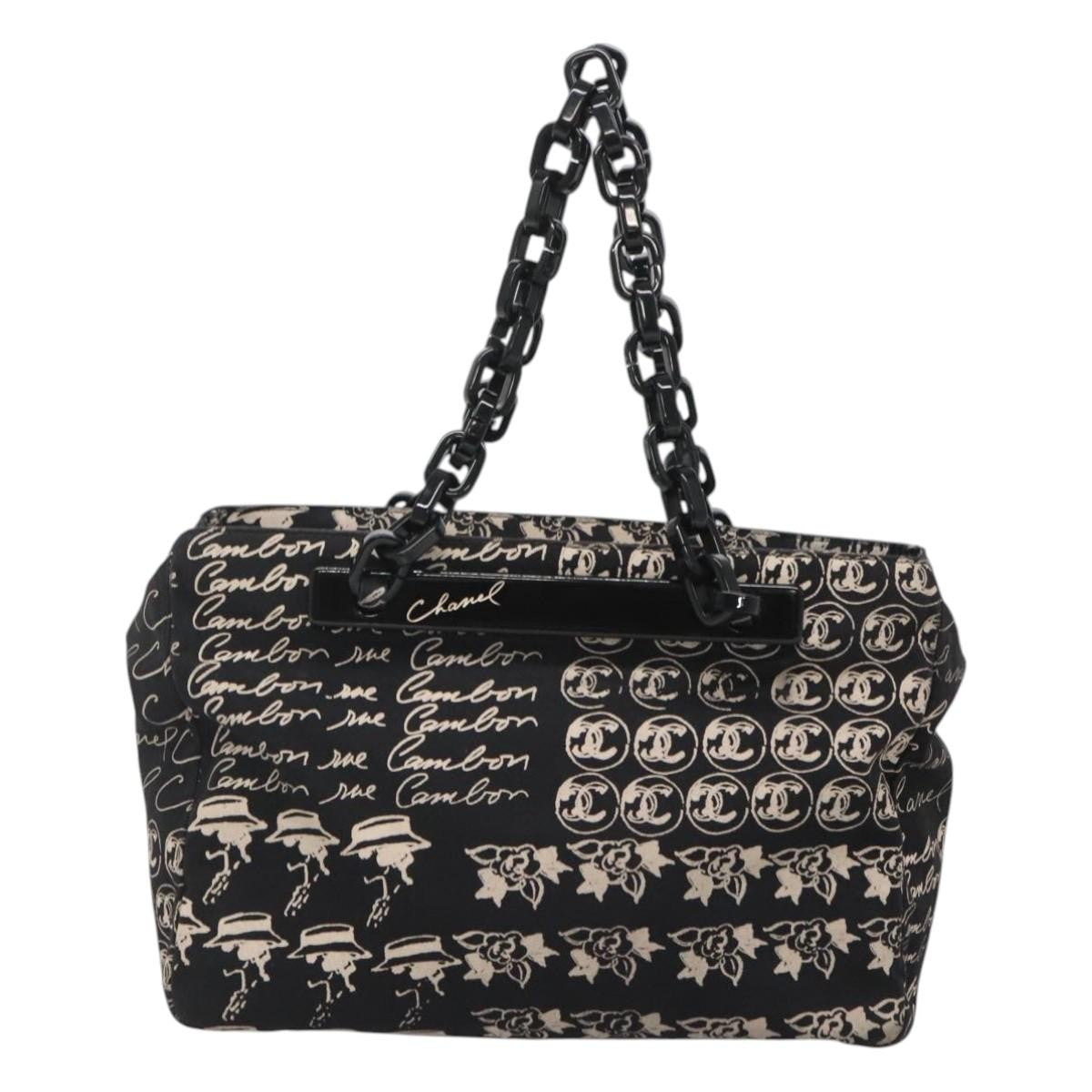 Chanel Resin Tote Printed Canvas, BLACK, CANVAS, Tote bag
