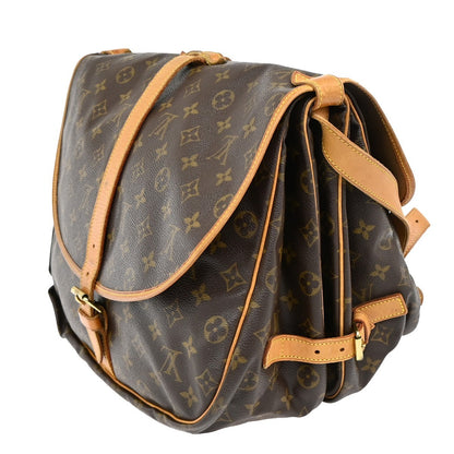 Louis Vuitton Saumur Handbag Monogram Canvas, BROWN, LEATHER, Shoulder bag