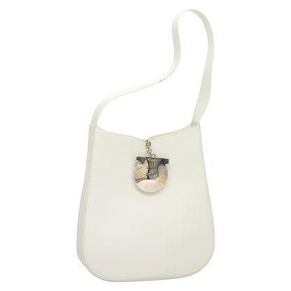 Salvatore Ferragamo Gancini Shoulder Bag Leather, WHITE, LEATHER, Shoulder bag