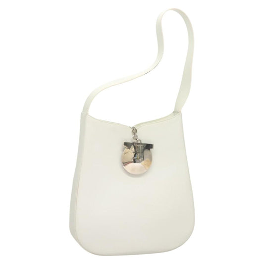 Salvatore Ferragamo Gancini Shoulder Bag Leather, WHITE, LEATHER, Shoulder bag