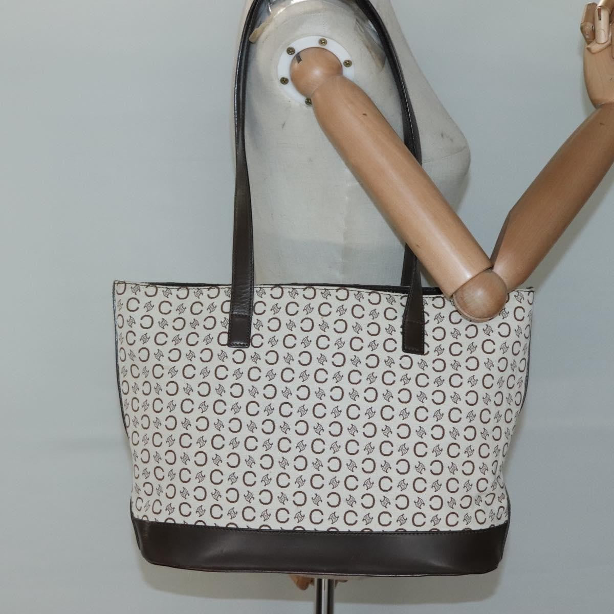 Celine Vintage Macadam Shopper Tote Leather, GOLD, CANVAS, Tote bag