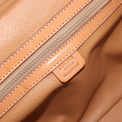 Celine Vintage Macadam Handbag Canvas and Leather, BEIGE, CANVAS, Handbag