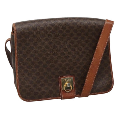 Celine Vintage Macadam Shoulder Bag Canvas and Leather, BROWN, CANVAS, Shoulder bag