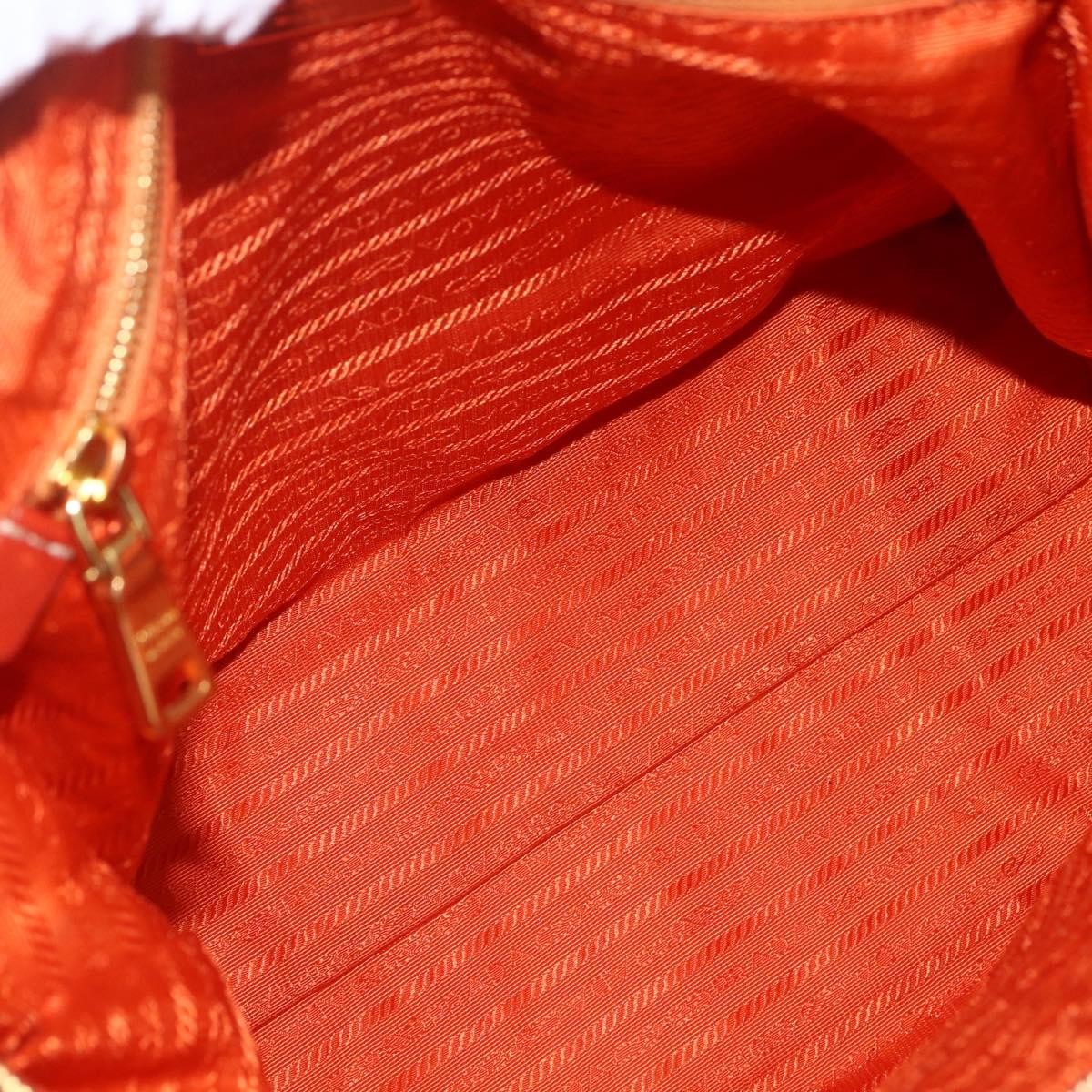 Prada Convertible Flap Tote Tessuto and Saffiano Leather, Orange, Nylon, Tote Bag