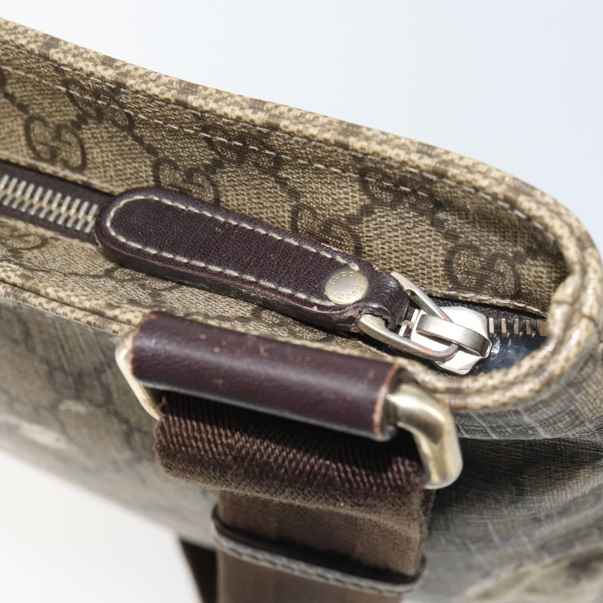 Gucci Zip Top Messenger Bag GG Coated Canvas, BEIGE, PVC, Shoulder bag