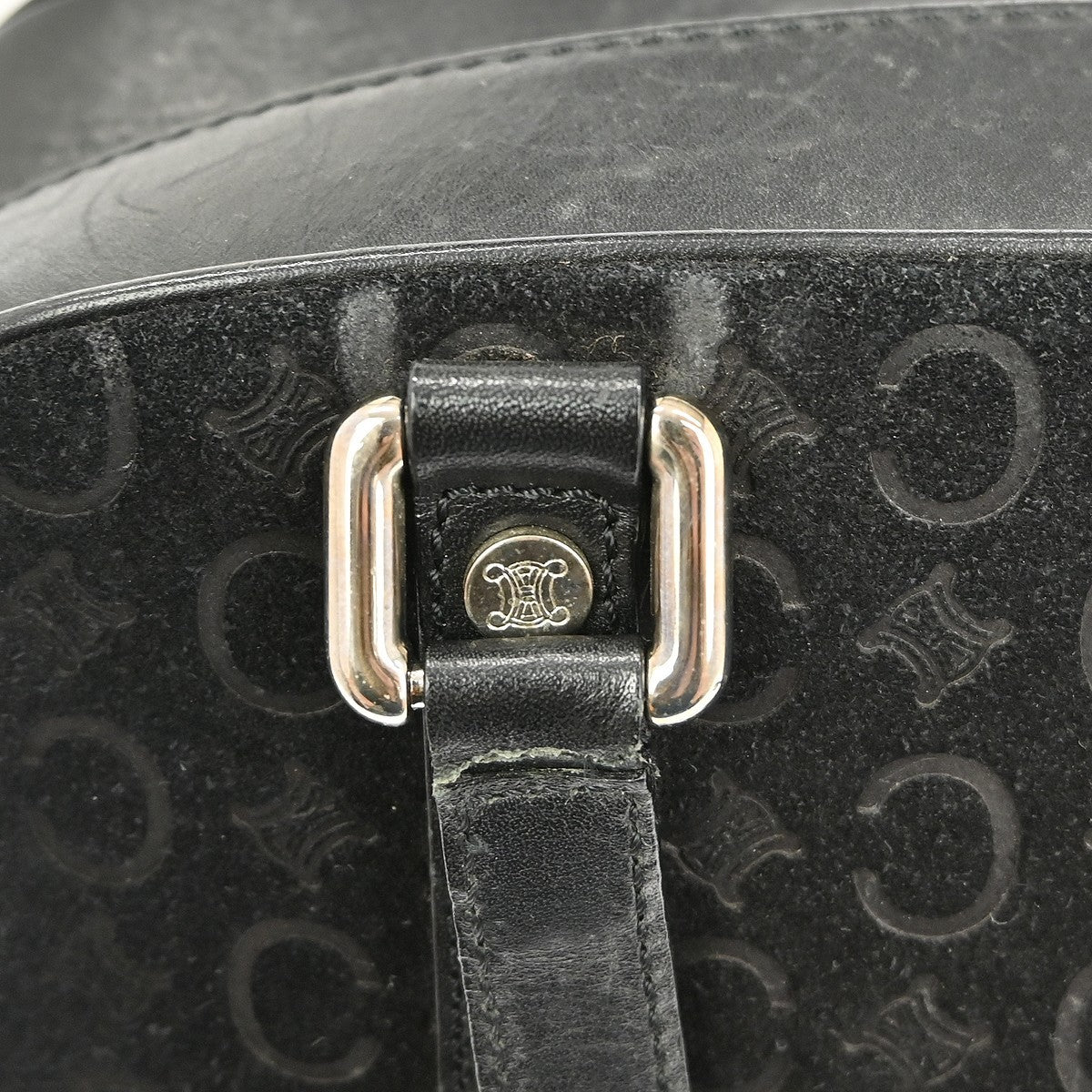 Celine C Macadam Handbag Suede, BLACK, SUEDE, Handbag