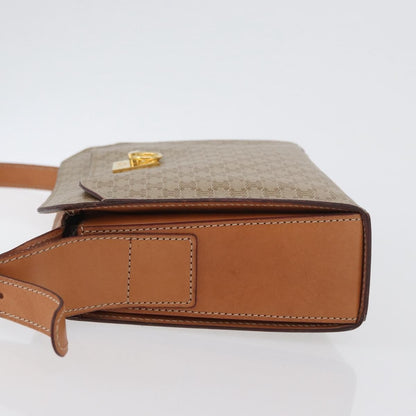 Celine Vintage Macadam Shoulder Bag Canvas and Leather, BEIGE, CANVAS, Shoulder bag