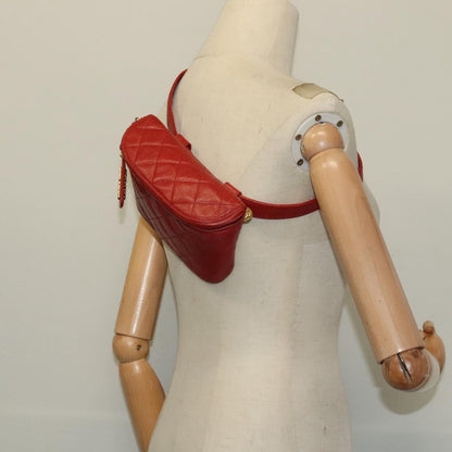 Chanel Vintage Zip Belt Bag Quilted Caviar, Red, Leather, Shoulder Bag