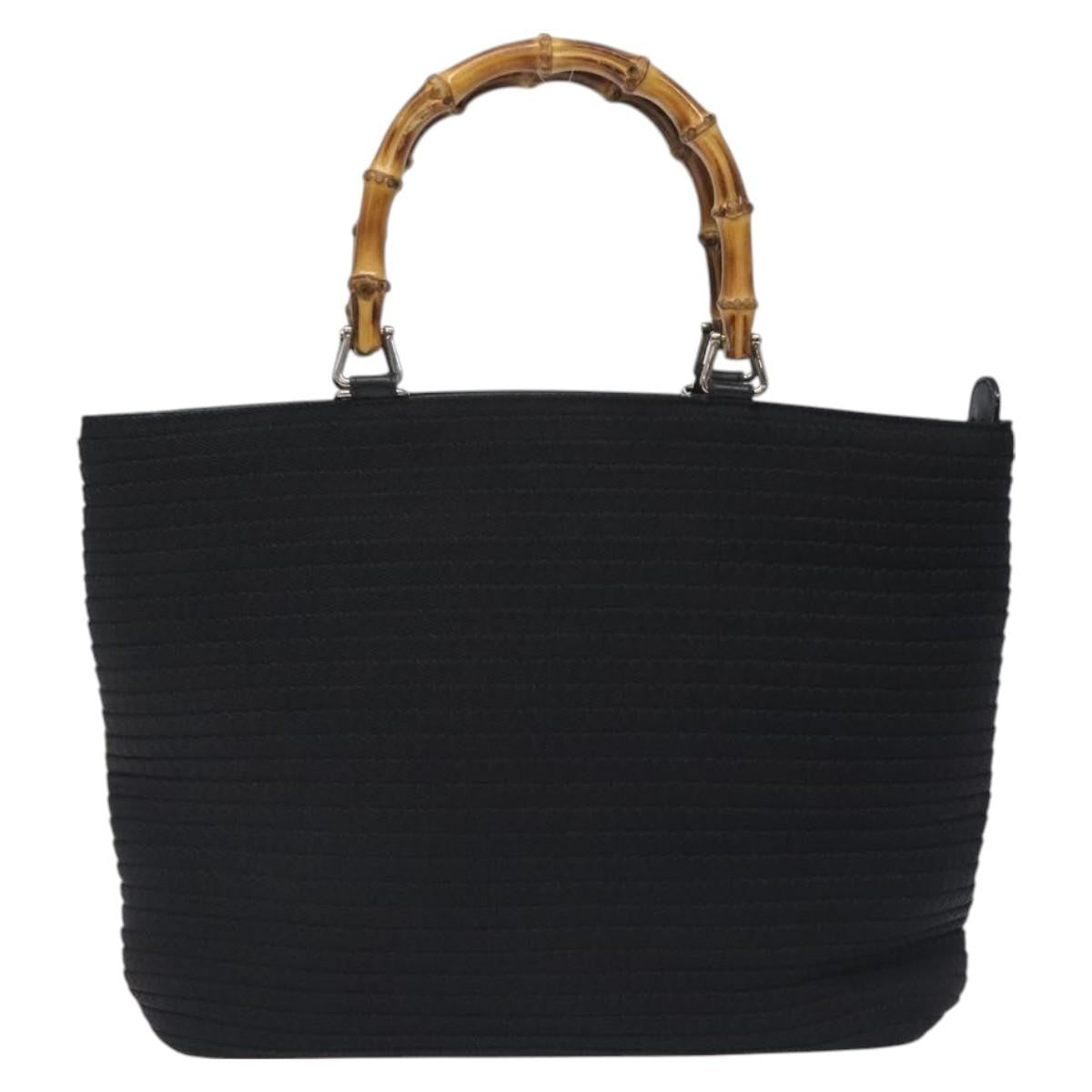 Gucci Vintage Bamboo Handle Tote Nylon, BLACK, NYLON, Tote bag
