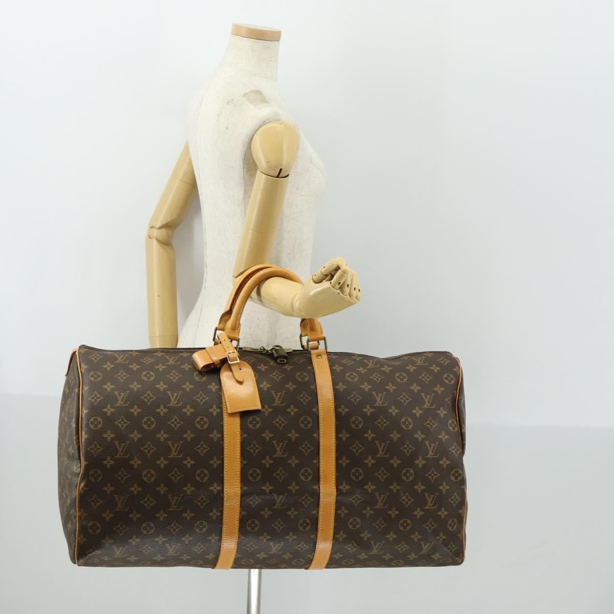 Louis Vuitton Keepall Bag Monogram Canvas, BROWN, CANVAS, Travel bag