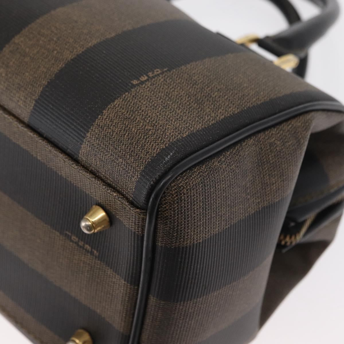 Fendi Vintage Pequin Convertible Boston Bag Coated Canvas, BROWN, CANVAS, Travel bag