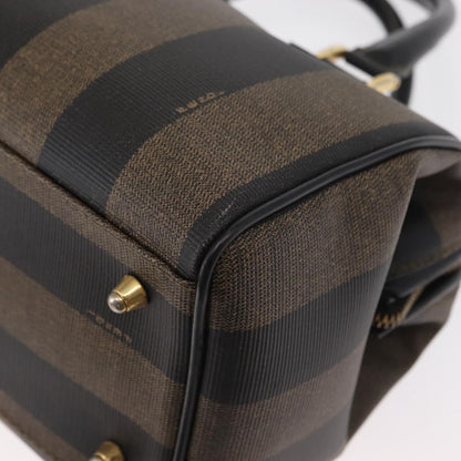 Fendi Vintage Pequin Convertible Boston Bag Coated Canvas, BROWN, CANVAS, Travel bag