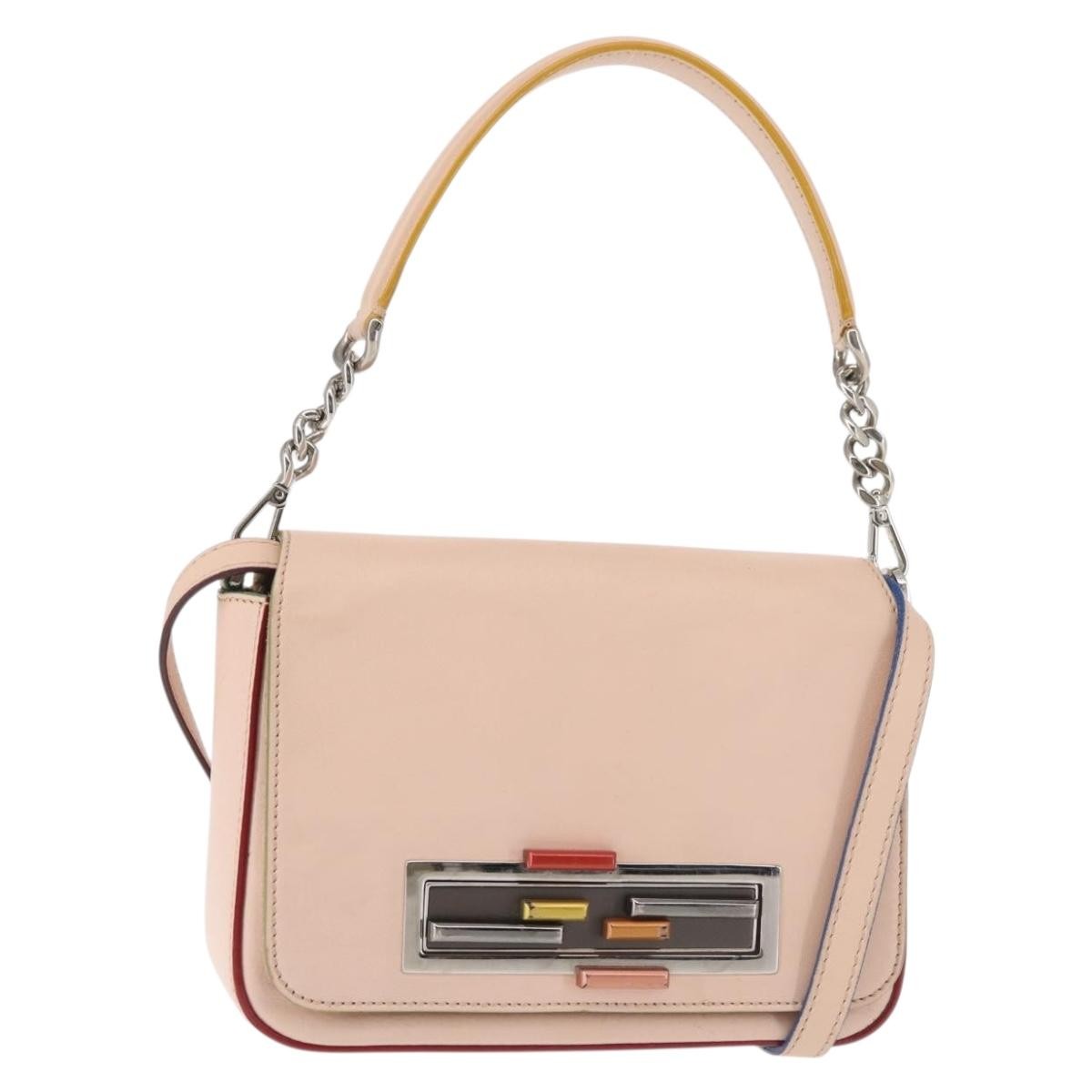 Fendi 3Baguette Convertible Crossbody Calfskin, PINK, LEATHER, Crossbody bag