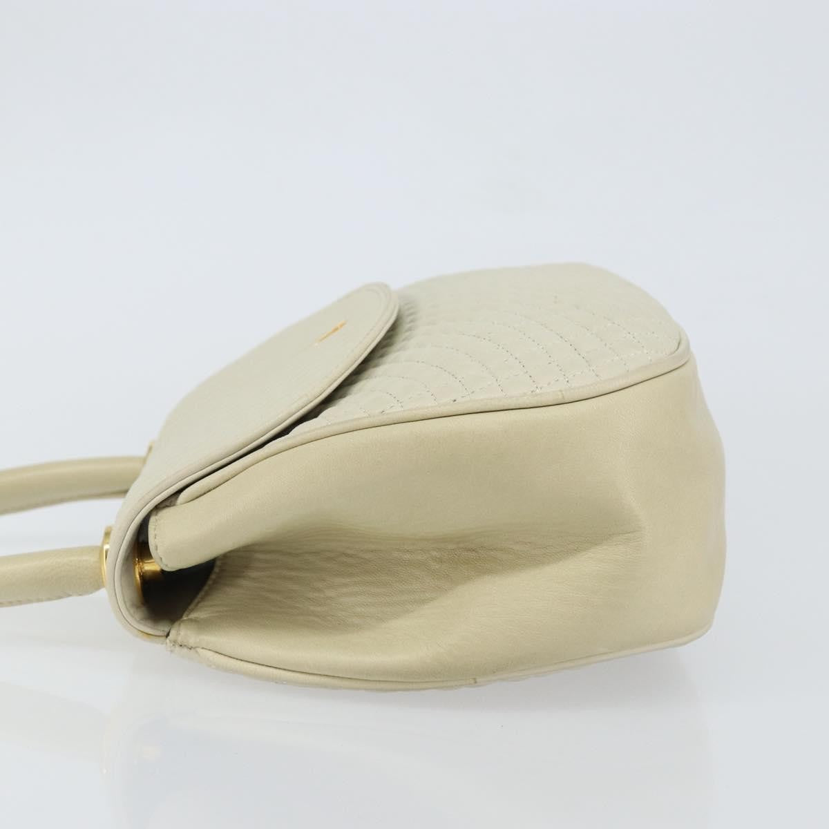 Bally Vintage Handbag Quilted Leather, White, Leather, Handbag