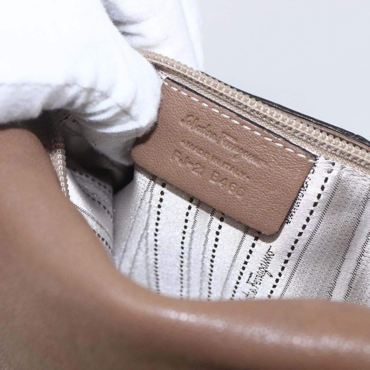 Salvatore Ferragamo Gancini Shoulder Bag Leather, BEIGE, LEATHER, Shoulder bag